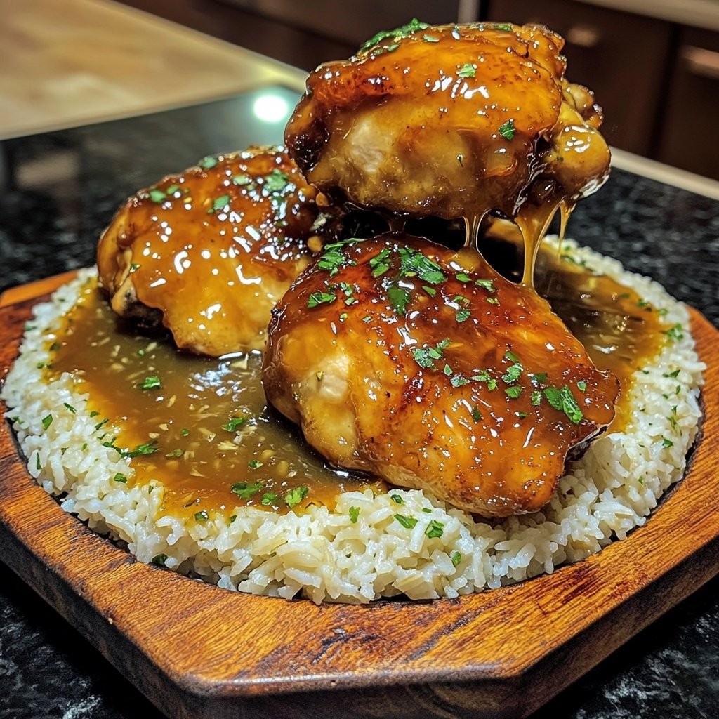 Caramelised Soy Chicken in Garlic Ginger Broth with Rice