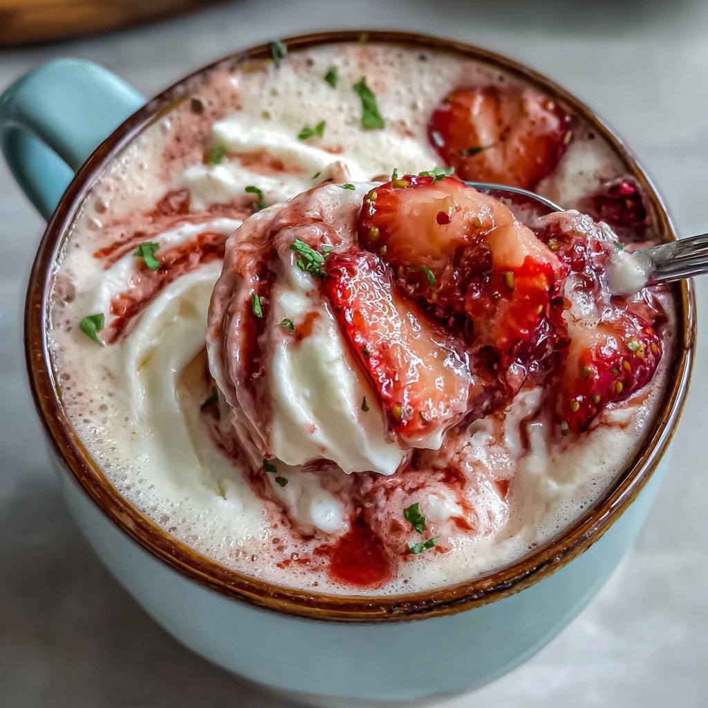Hot Strawberry Matcha Latte With Foam