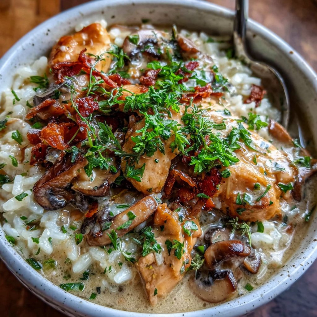 Creamy Mushroom Chicken Rice