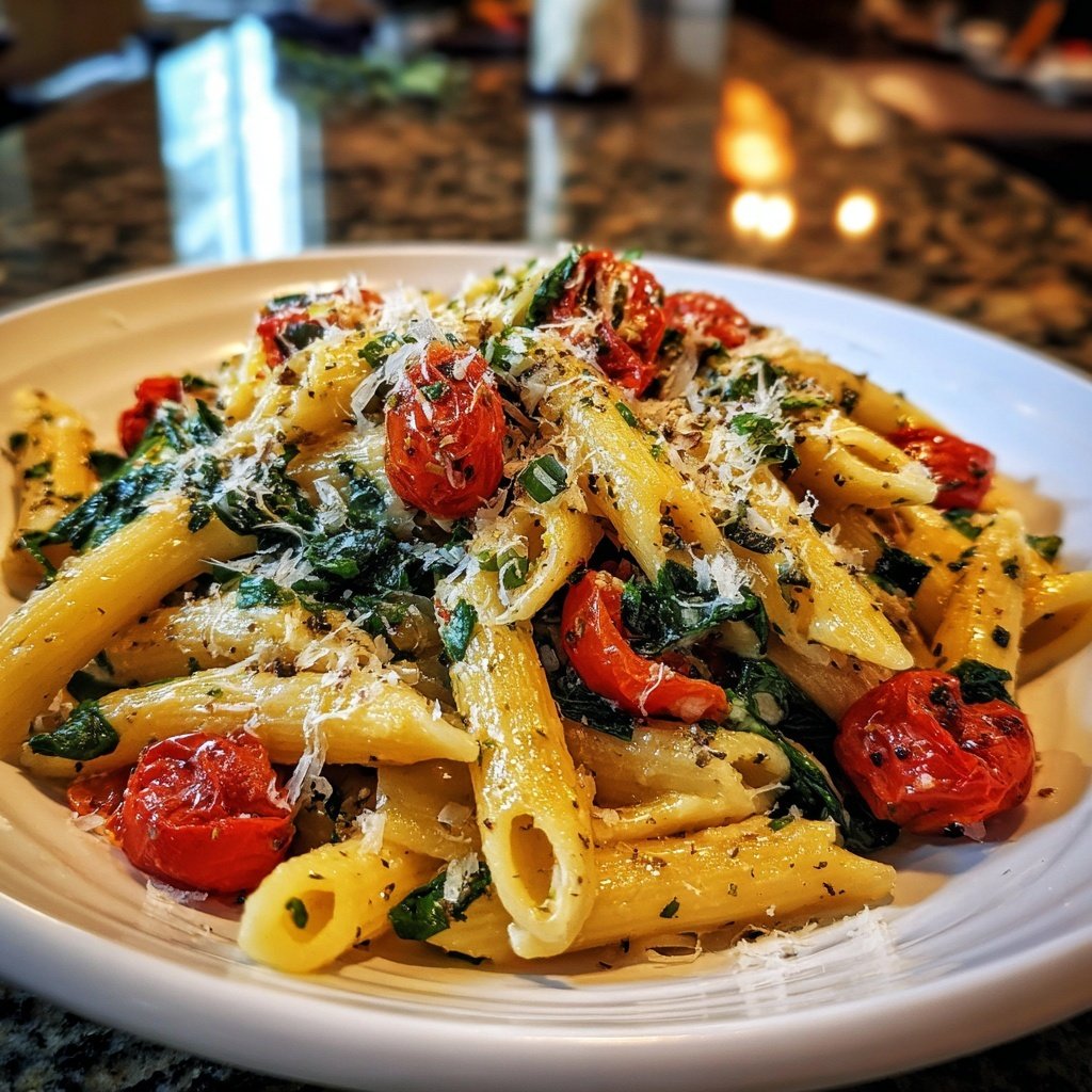 Delicious Spinach Tomato Pasta
